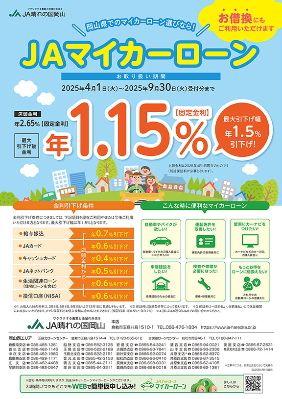 JAマイカーローンのチラシ