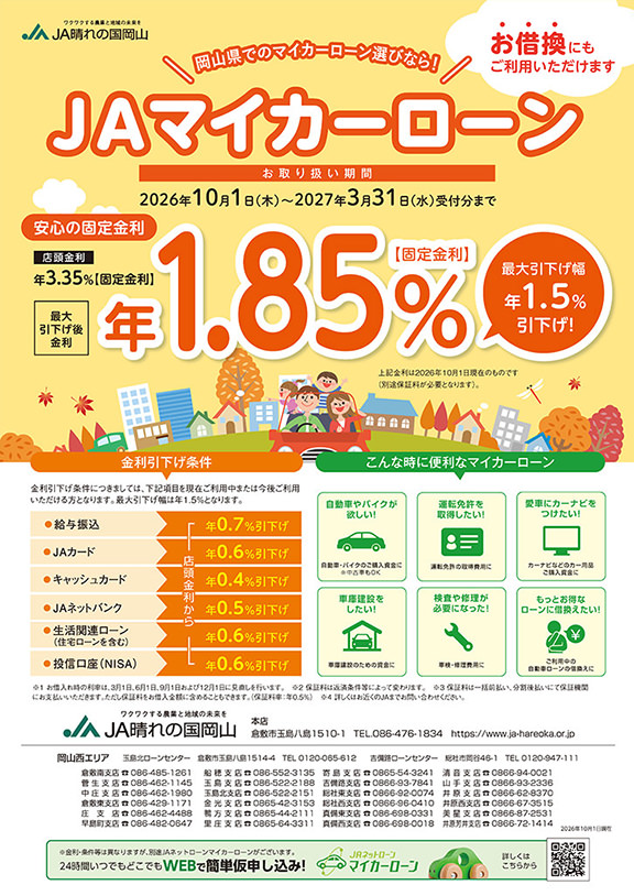 JAマイカーローンのチラシ